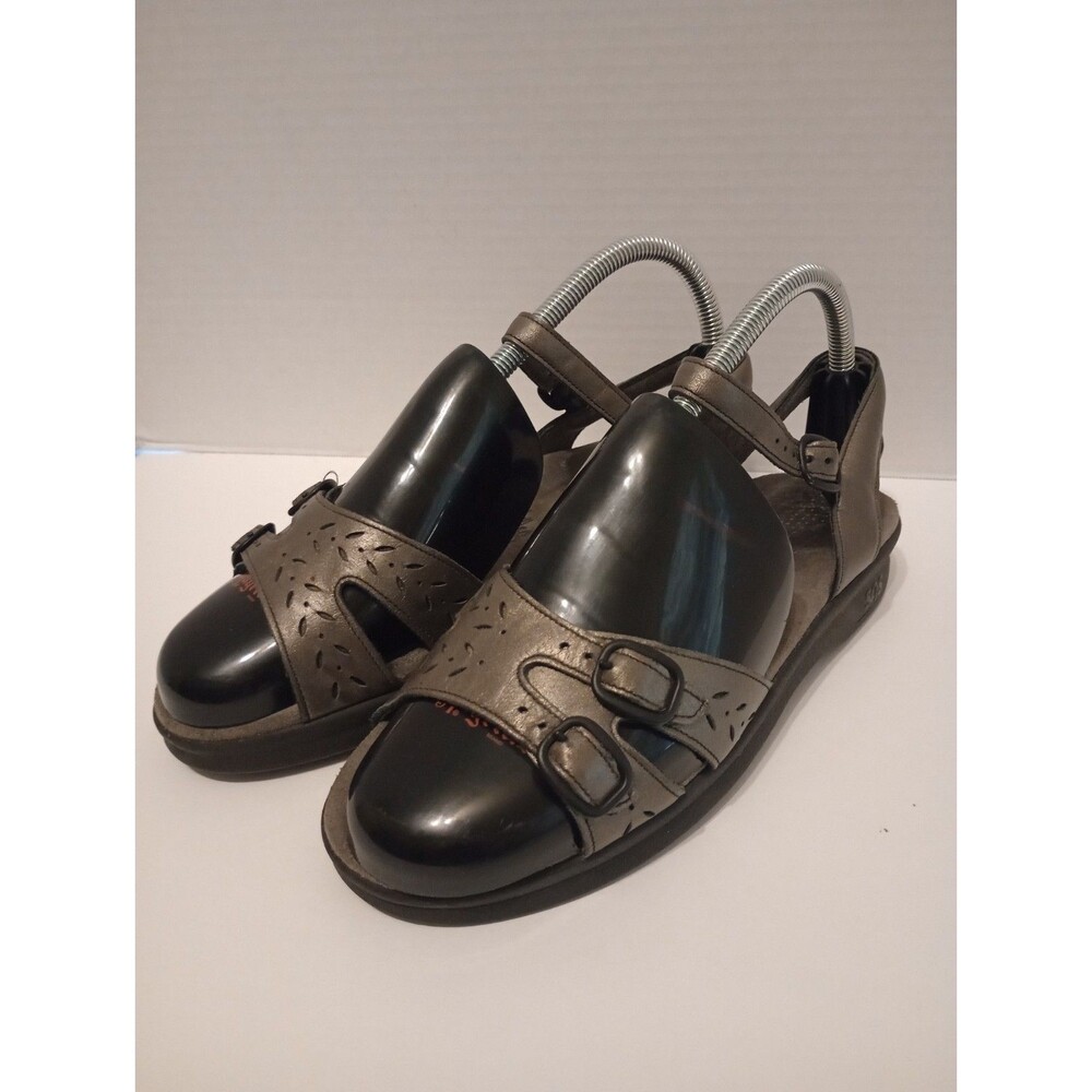 Womens SAS Duo Buckle Sandal Shoe Size 6M Greyish Blue Leather